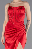 Robe de Soirée Longue Satin Rouge ABU5708
