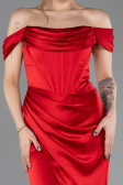 Robe de Soirée Longue Satin Rouge ABU5709