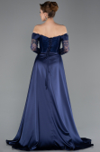 Robe de Soirée Longue Dantelle Bleu Marine ABU5723