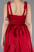 Robe de Soirée Courte Satin Rouge Bordeaux ABK2536