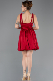 Robe de Soirée Courte Satin Rouge Bordeaux ABK2536