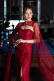 Robe De Soirée Dantelle Longue Rouge Bordeaux ABU5614