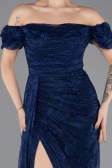 Robe de Soirée Longue Dantelle Bleu Marine ABU5728