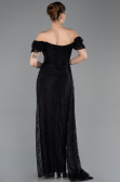 Robe de Soirée Longue Dantelle Noir ABU5728