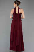 Robe de Soirée Longue Mousseline Rouge Bordeaux ABU5715