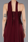 Robe de Soirée Longue Mousseline Rouge Bordeaux ABU5715
