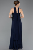 Robe de Soirée Longue Mousseline Bleu Marine ABU5715