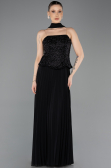 Robe de Soirée Longue Mousseline Noir ABU5715