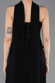 Robe de Soirée Longue Mousseline Noir ABU5715