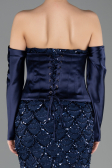 Robe de Soirée Longue Squameuse Bleu Marine ABU5732