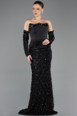 Robe de Soirée Longue Squameuse Noir ABU5732