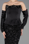 Robe de Soirée Longue Squameuse Noir ABU5732