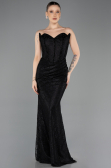 Robe de Soirée Longue Dantelle Noir ABU5678