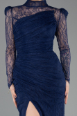 Robe de Soirée Longue Dantelle Bleu Marine ABU5700