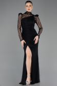 Robe de Soirée Longue Dantelle Noir ABU5700