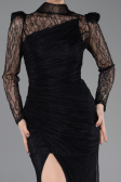 Robe de Soirée Longue Dantelle Noir ABU5700