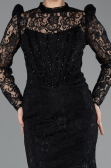 Robe de Soirée Longue Dantelle Noir ABU5734