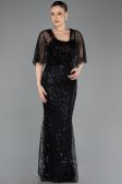 Robe de Soirée Longue Perlé Noir ABU5718