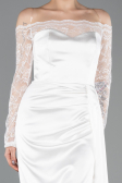 Robe Queue De Poisson Satin Longue Blanc ABU5641