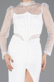 Robe de Soirée Longue Dantelle Blanc ABU5736