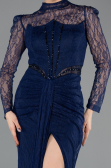 Robe de Soirée Longue Dantelle Bleu Marine ABU5736