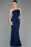 Robe de Soirée Longue Dantelle Bleu Marine ABU5739