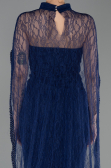 Robe de Soirée Longue Dantelle Bleu Marine ABU5739