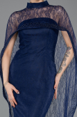 Robe de Soirée Longue Dantelle Bleu Marine ABU5739