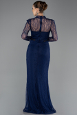 Robe de Soirée Longue Dantelle Bleu Marine ABU5736