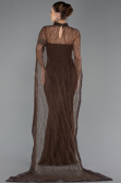 Robe de Soirée Longue Dantelle Brun ABU5739