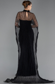 Robe de Soirée Longue Dantelle Noir ABU5739
