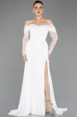 Robe de Soirée Longue Dantelle Blanc ABU5727