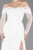 Robe de Soirée Longue Dantelle Blanc ABU5727