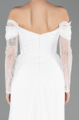 Robe de Soirée Longue Dantelle Blanc ABU5727