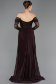 Robe de Soirée Longue Dantelle Brun ABU5727