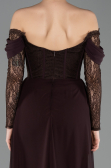 Robe de Soirée Longue Dantelle Brun ABU5727