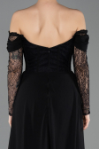 Robe de Soirée Longue Dantelle Noir ABU5727