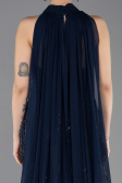 Robe Queue de Poisson Longue Perlé Bleu Marine ABU5741