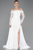 Robe de Soirée Longue Dantelle Blanc ABU5723