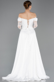 Robe de Soirée Longue Dantelle Blanc ABU5723