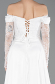 Robe de Soirée Longue Dantelle Blanc ABU5723