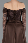 Robe de Soirée Longue Dantelle Brun ABU5723