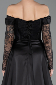 Robe de Soirée Longue Dantelle Noir ABU5723