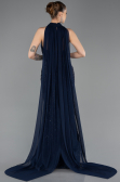 Robe Queue de Poisson Longue Perlé Bleu Marine ABU5741