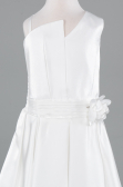 Robe de Soirée Enfants Courte Satin Blanc ABK2521