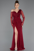 Robe De Soirée Dantelle Longue Rouge Bordeaux ABU5618