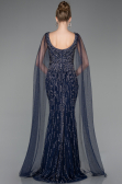 Robe de Soirée Longue Pierreux Bleu Marine ABU5751