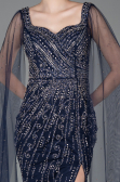 Robe de Soirée Longue Pierreux Bleu Marine ABU5751
