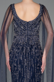 Robe de Soirée Longue Pierreux Bleu Marine ABU5751