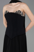 Robe de Soirée Longue Mousseline Noir ABU5757